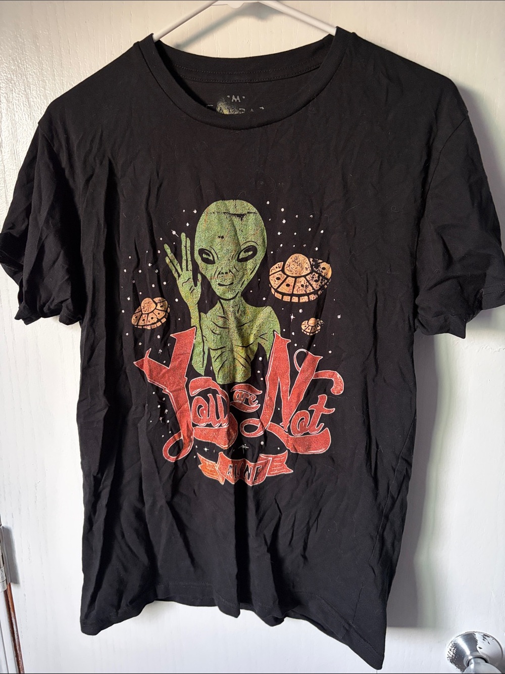 Black Alien UFO Graphic T-Shirt